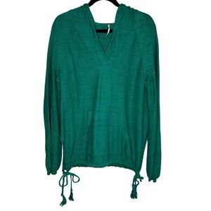 Free People Teal Green Lightweight Drawstring Hoodie Size XS Pullover Sweater